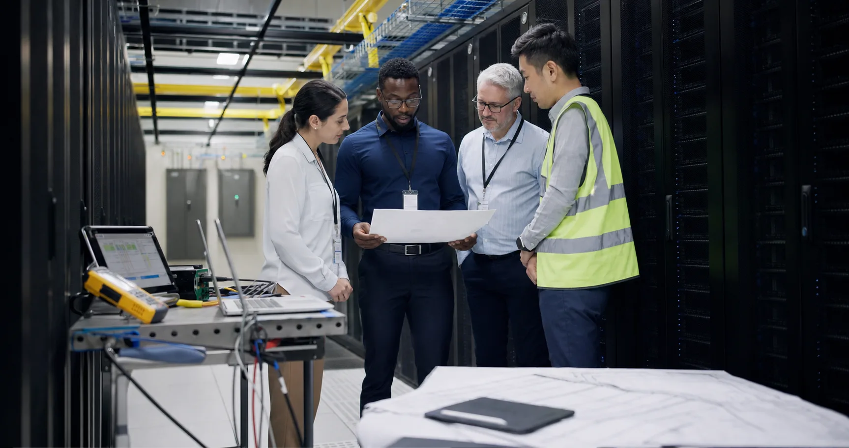 Commissioning team completing a formal data center handover