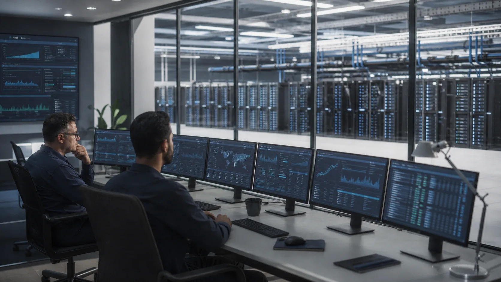 Cloud platform operators monitoring a multi-tenant data center