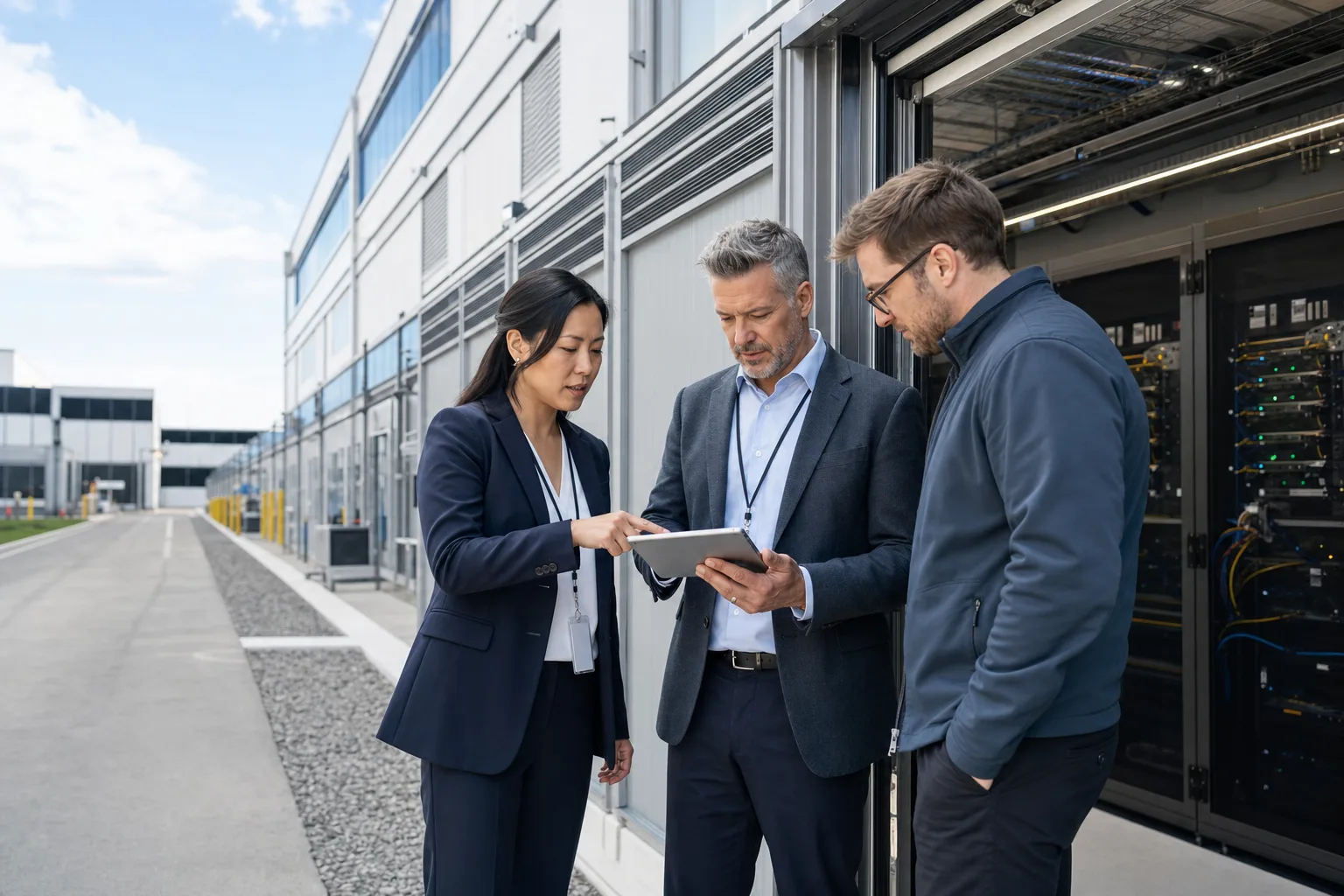 Infrastructure investment team conducting data center site diligence